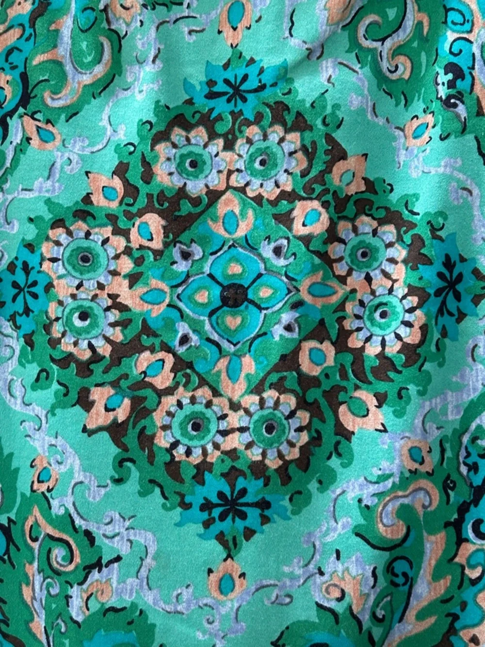 J. Crew Casbah Green Paisley Print Sateen Pencil Skirt Stretch Colorful Size 4